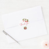 いちごの1歳誕生日テーマの感謝カード|ステッカー ラウンドシール (封筒)