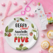 いちごの5歳の誕生日 ペーパープレート (パーティー)