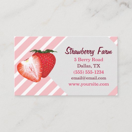 いちごは縞で飾ります 名刺 (正面)