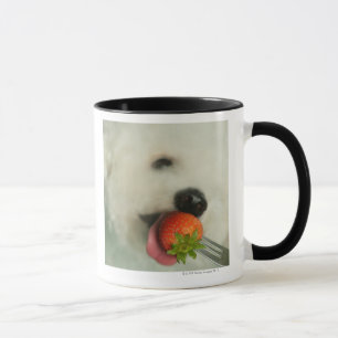 いちごを食べているBichon Friseのクローズアップ マグカップ