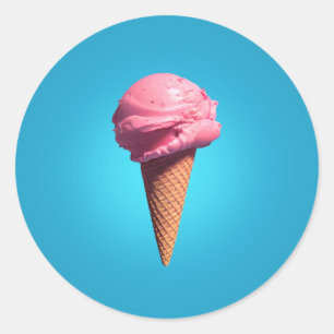 いちごアイスクラシッククリーム丸ステッカー ラウンドシール