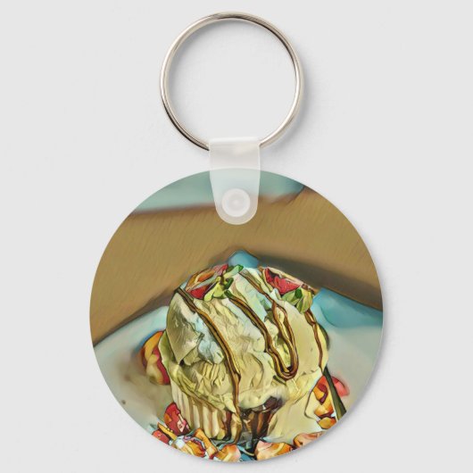 いちごアイスクリームケーキ キーホルダー (正面)