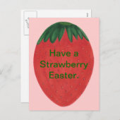 いちごイースターの卵はがきを持っている シーズンポストカード (正面/裏面)