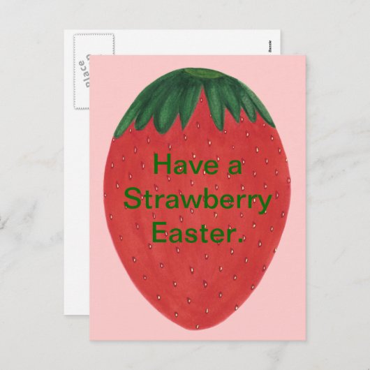 いちごイースターの卵はがきを持っている シーズンポストカード (正面/裏面)