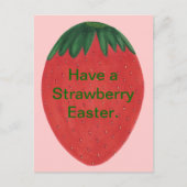 いちごイースターの卵はがきを持っている シーズンポストカード (正面)