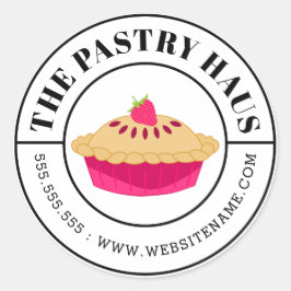 いちごエレガントパイとカーブ文字 ラウンドシール