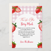 いちごエレガント赤ちゃんシャワーサンキューカード 案内状 (正面/裏面)