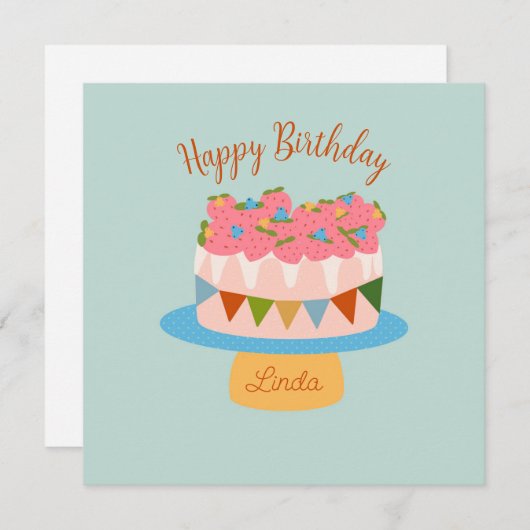 いちごカスタマイズお誕生日ケーキ (正面/裏面)