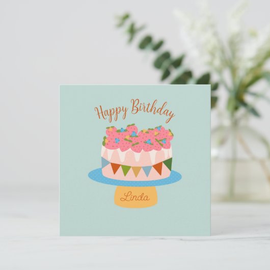 いちごカスタマイズお誕生日ケーキ (スタンド正面)