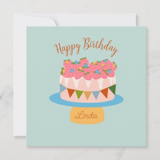 いちごカスタマイズお誕生日ケーキ (正面)