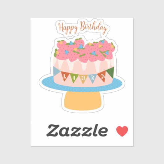 いちごカスタマイズお誕生日ケーキ シール (シート)