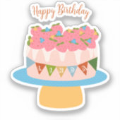 いちごカスタマイズお誕生日ケーキ シール (正面)