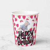 いちごカスタマイズのパターンハッピーバースデー 紙コップ (裏面)