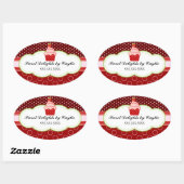 いちごカップケーキベーカリーケーキボックスシール 楕円形シール (シート)