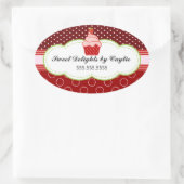 いちごカップケーキベーカリーケーキボックスシール 楕円形シール (バッグ)