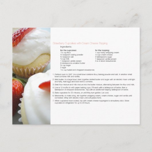 いちごカップケーキレシピカード葉書 ポストカード (正面)