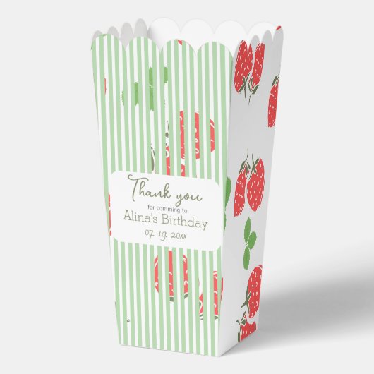 いちごカラフルと緑のストライプ誕生日 フェイバーボックス (正面)