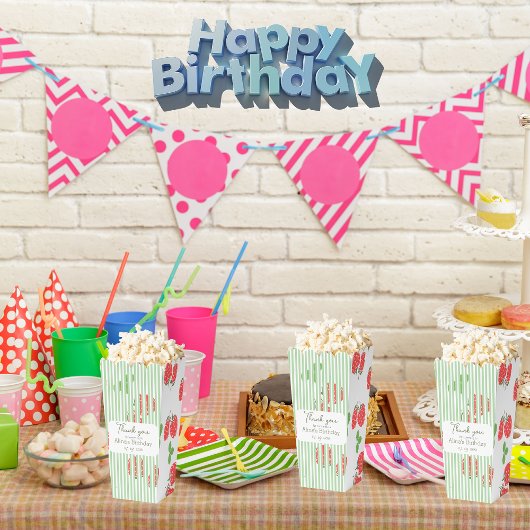 いちごカラフルと緑のストライプ誕生日 フェイバーボックス