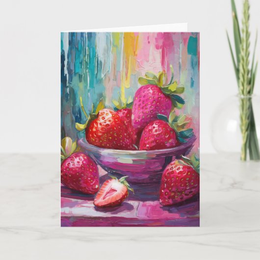 いちごカラフルモダン抽象芸術絵を描の カード (正面)