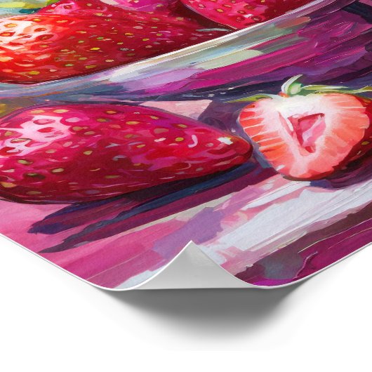 いちごカラフルモダン抽象芸術絵を描の ポスター (角)