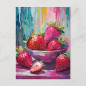 いちごカラフルモダン抽象芸術絵を描の ポストカード (正面)