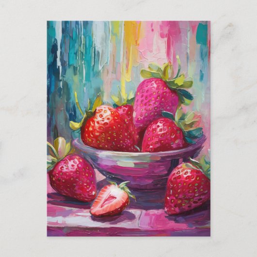 いちごカラフルモダン抽象芸術絵を描の ポストカード (正面)
