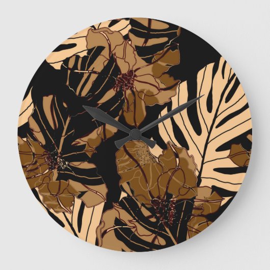 いちごカラフル:水彩ピンクエンドウ ラージ壁時計 (正面)