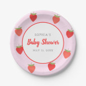 いちごガーリーピンクの赤ちゃんシャワー ペーパープレート (正面)