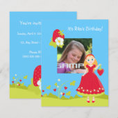 いちごガール誕生パーティーの招待 招待状 (正面/裏面)