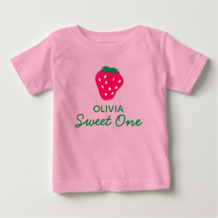 いちごガール 1歳の誕生日パーティー ベビーTシャツ