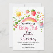 いちごクールのベリー1位パーティー誕生日 招待状 (正面)