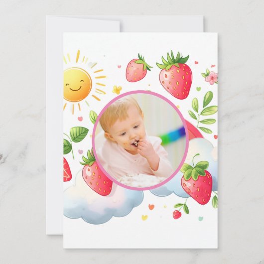 いちごクールのベリー1位パーティー誕生日 招待状 (裏面)