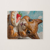いちごケーキで愛らしいリス ジグソーパズル (横)