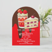 いちごケーキをテーマにした誕生日招待状 招待状 (スタンド正面)