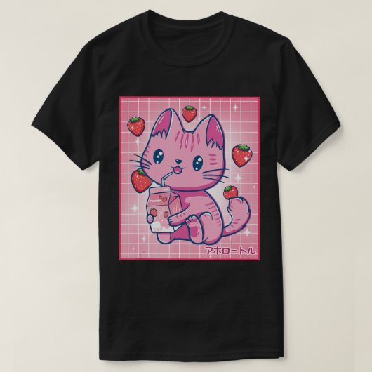 いちごシェイクストロベリーミルクキャットかわいい寧子G Tシャツ (デザイン正面)