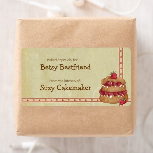 いちごショートケーキラパーソナライズされたベル ラベル (インサイチュ)