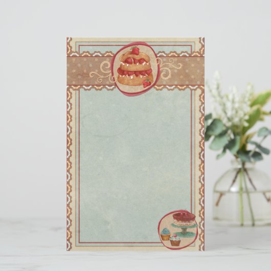 いちごショートケーキ及びカップケーキ文房具 便箋 (スタンド正面)