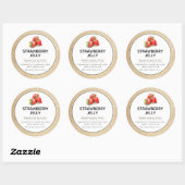 いちごジャムまたはゼリー缶詰瓶ラベル ラウンドシール (シート)