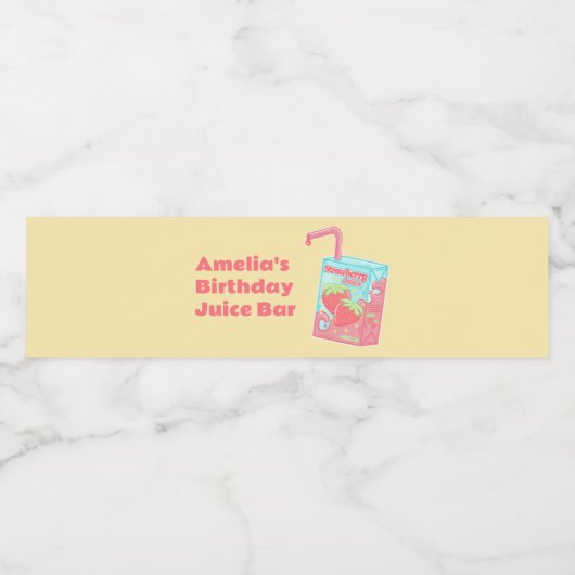 いちごジュースの箱の誕生日パーティー ペットボトルラベル (シングルラベル)