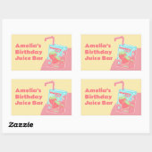 いちごジュースの箱の誕生日パーティー 長方形シール (シート)