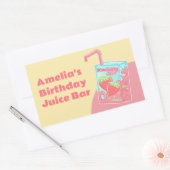 いちごジュースの箱の誕生日パーティー 長方形シール (封筒)