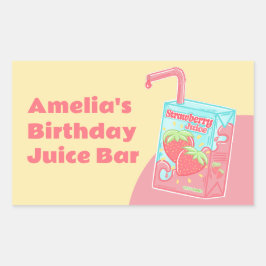 いちごジュースの箱の誕生日パーティー 長方形シール