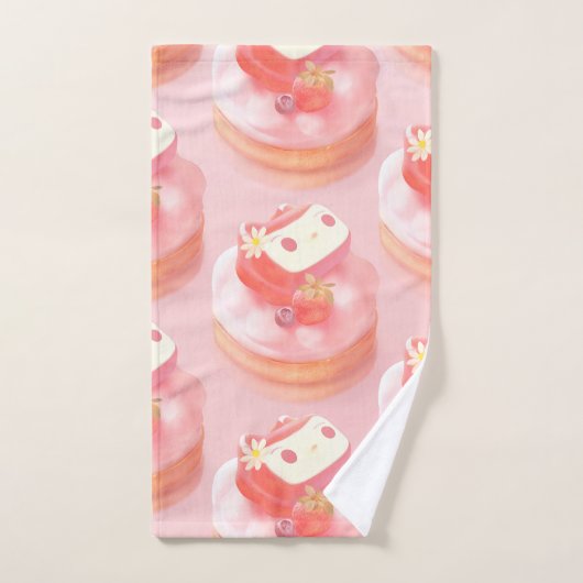 いちごタルトのイラスト バスタオルセット (ハンドタオル)