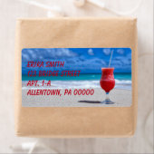 いちごダイキリの熱帯穿孔器のカリブのビーチ ラベル (インサイチュ)