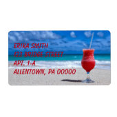 いちごダイキリの熱帯穿孔器のカリブのビーチ ラベル (正面)