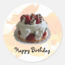 いちごチョコレートケーキお誕生日おめでとう ラウンドシール