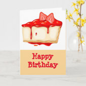 いちごチーズケーキおもしろい誕生日 カード (黄色い花)