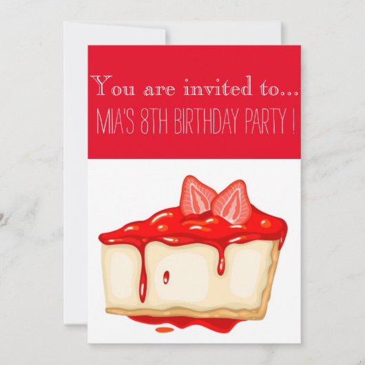 いちごチーズケーキガールかトゥイーンバースデーパーティー 招待状 (正面)