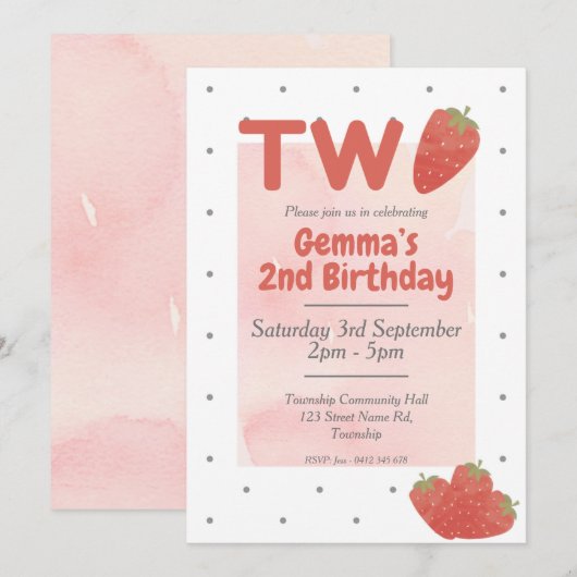 いちごドット TWO  2 招待状 (正面/裏面)