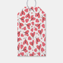 いちごハートの蝶々、いちご ギフトタグ